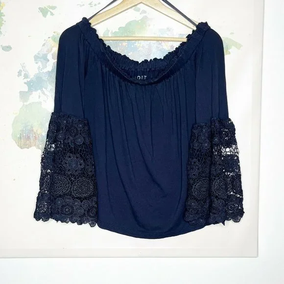 LOFT Tops Loft Size Small Top Dark Blue Off Shoulder Shirt